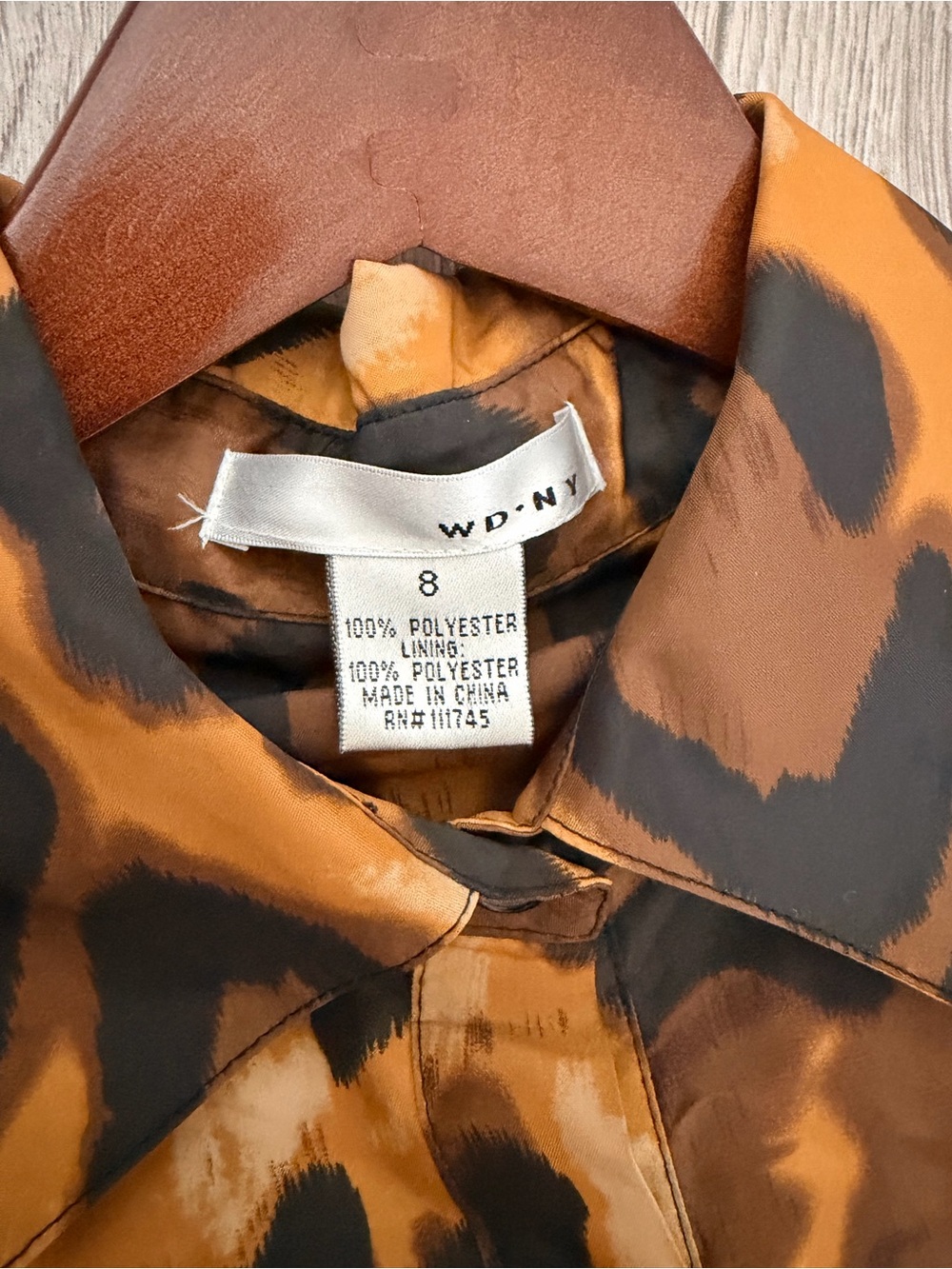 WD.NY Leopard Print Button-Front Blouse in Brown and Black - Picture 6 of 12